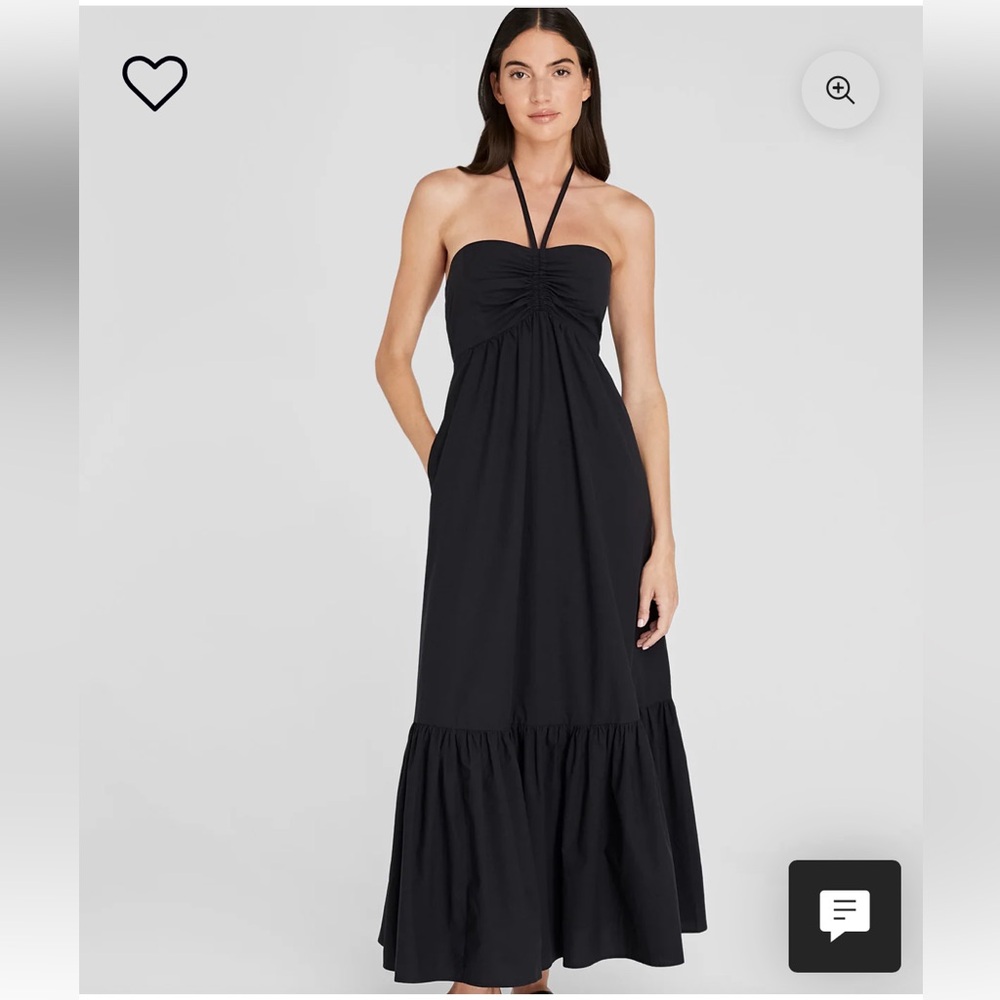 Club Mónaco long black Cotton halter dress